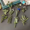 Pins Brooches Vintage Green Color Plant Pearls Neroli Brooch Pin Tree Flower Enamel For Women Coath AccessoriesPins