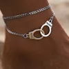 Creative Freedom Handcuff Anklet for Women Boho Summer Beach Anklets Dubbelskikt Fotkedja smycken Tillbehör Passe Pris