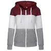 Kvinnors hoodies tröjor tricolor stitching Slim Hooded Cardigan tröja jacka hösten 2022 kvinnor kläder par kläder goth blixtlås cas