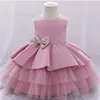 2022 Kids Girls Dresses Baby Princess Ball Gown Toddler Girls Birthday Party Doping Gown Children paljett Bow Dress