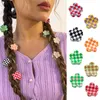 Hårklämmor Barrettes Ins Multicolor Checkerboard Grid Five Leaf Clover Acetate Clip for Women Cute Flower Acrylic Claw AccessoriesHair