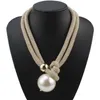 Hänghalsband handgjorda uttalande mode Big pärla kulhalsband för kvinnor Bib Multi -lager Lång repkedja Pearl Jewelrypendant