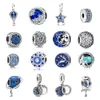 Ciondolo pendente in argento sterling 925 con perline blu Neastamor adatto per braccialetti Pandora, accessori per gioielli fai da te