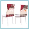 Chair Ers Sashes Home Textiles Garden Ll Christmas Cap Er Santa Claus Dinner Tables Party Red Hat Ch Dhr30