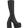 Otoño Invierno botas de mujer tacones altos plataforma gruesa negro tamaño grande 42 botas de invierno hasta la rodilla botas con cremallera zapatos de fiesta