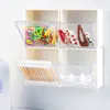 Plastic Wall-mounted Cotton Swab Storage Box Desk Side Transparent Flip & Punch-free Boxes Bedroom Living Room Bathroom Small Object Classification Box LT0196