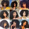 Afro Kinky Curly Bob Peruki Krótka pełna maszyna Peruka z grzywką Bezce Brazylijskie Remy Human Hair For Black Women 220707