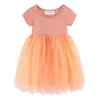 Mudkingdom Sparkly Girls Tutu Dress Short Sleeve Wedding Princess Party Dresses for Girl Tulle Clothes Children Summer Costumes 220426