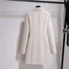 Fashion Trench Coat Dress Women Spring Autumn Windbreaker Coat Female Oversize 4XL Black White Belt Blazer Vintage L220812