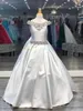 White Girl Pageant Dress 2022 Ballgown kristallen Ab Stones Satijn off-shoulder Little Kid Birthday Formal Party Jurk Toddler Tieners Preteen Floor Length