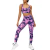 Esporte sutiã oufit fitness terno yoga set sem costura botão fronteira fronteira de alça superior cintura alta esportes leggings workout roupas sportswear 220330