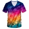 Chemises pour hommes Casual Carrés colorés Vneck Tshirt Drop Summer Chine 3D TShirt Fournisseurs En gros 220623