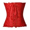 Sapubonv Corset Top Bustier Overbust Lingerie Dentelle Plus La Taille Brocart Femmes Sexy Vintage Halloween Costume Rouge Noir Vert Rose 220524