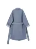 Trench-Coat bleu surdimensionné de Style britannique pour femme, veste mi-longue, ample, fine, avec ceinture à la taille, manches longues, printemps-automne, L220725