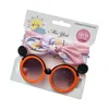 헤어 액세서리 2 PC/세트 안티 UV 만화 안경 매듭 인 활 인쇄 헤드 밴드 어린이 아기 선글라스 밴드 키트 키즈 PO Props