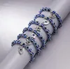 Amuletos religiosos acrílicos Lucky Hand Riss Strands Stretch Bracelet Joias Evil Blue Eyes Bead Bracelet for Women Men Jewellry Party Gift