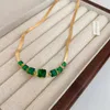 Chokers Emerald Geométrico Aço inoxidável colar de corrente de aço para mulher Acessórios para joias masculinos franceses punk elle22