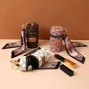 Creative silk scarf bucket lipstick bag keychain mini portable storage bag exquisite couple high-value accessories gift Y220527