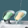 Portasapone Scarico a forma di foglia per supporto da bagno Vassoio in spugna con contenitore in plastica per acqua Accessori Sapone