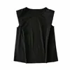 Summer Women's Design Sense Nisch Trendy Shoulder Pad Profile Vest T-shirt Solid Color Wild Loose Slim Top
