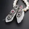 Pendant Necklaces 5pcs Druzy Long Natural Crystal Quartz Point With Assorted Stones Bead Paved Zircon Drusy Jewelry JAB313Pendant