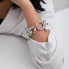 Lien chaîne dame épais Chian Bracelet 2022 mode grand anneau Hip Hop exagéré hyperbolique grande taille avec perle