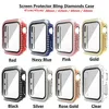 Diamond Screen Protector watch Case with Glass Bling Crystal Full Cover Protective Cases PC Bumper for Apple iWatch 45mm 44mm 42mm 41mm 40mm 38mm With bag