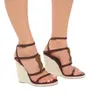 22s Cassandra Wedge Espadrilles Designer Sandaler Läder Pumps Halm Vävning Avsked Bröllopsklänning Skor Ankelrem Plattform Gladiator Sandal Med LÅDA