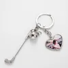 Tom Sublimation KeyChain Blanks Golf Custom Heart Shaped Diy Keychain with Photo rostfritt stål Keyring för dekoration