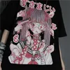 Letnia Gothic Odzież Sexy Samica Luźne Kobiety T-shirt Punk Dark Grunge Streetwear Panie Najlepsze Gothic Tshirts Harajuku Odzież 220408