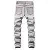 Jeans pour hommes hommes Patch Design classique Homme Denim droit coton lavé pantalon gris marque mode décontracté Homme