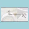 Stud Earrings Jewelry Top Grade Sier Girl Crystal Crosses For Wedding Party Fashion Wholesale - Drop Delivery 2021 24Jxk