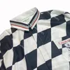 Casablanca de xadrez gesso como camisa de manga longa de seda Men British Retro Button-Down camisetas xadrez