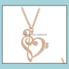 Pendant Necklaces Pendants Jewelry New Fashion Loving Heart Music Note Necklace Gold/Sier/Rose Gold Plated Wholesale 5964 Drop Delivery 20