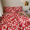 Pure Cotton Four Piece Set Ins Cartoon Girl Style Student Dormitory 40 Thread Count Bedding Korean