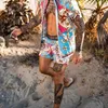 Mens Hawaiian Printing Короткий наряд летний повседневная цветочная рубашка пляжные шорты с двумя частями костюма мода Men Sets M 3XL 220617