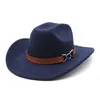 Western Style Men's Cowboy Hat 2022 Autumn Winter Wide Brim Felt Jazz Hats Panama Cowgirl Church Caps Sombrero Hombre