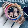 Montre pour homme Rainbow Diamond Montres mécaniques automatiques Bracelet en acier inoxydable Montre-bracelet d'affaires classique Montre de Luxe