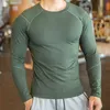 Sonbahar kış kalınlığında artı kadife açık uzun kollu spor gömlek erkek fitness tişört spor salonu tshirt taban tişört kuru fit koşu gömlek l220704