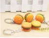 Toptan yeni 50pcs kişiselleştirilmiş reçine simülasyon gıda mini hamburger anahtarlık zinciri aksesuarları hediye kolye