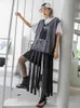 XITAO Mesh Hollow Out Print Letter Long Skirt Women Tape Elastic Waist Black Casual A-line Summer Korea WLD1084 220401
