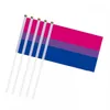 أعلام قوس قزح 14x21cm مع سارية العلم محمولة قوس قزح مثلي الجنس مثليه جنسي جنسي جنسي