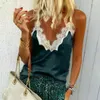 Gothic Summer Women Sequined Tank Top Sexy Strappy Camis Ladies Lace Satin Silk Sequin Top Ropa Mujer Tee Top 220607