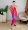 Tianpei Pleated Tassel Dress Spring Summer Bat Bat Sleeve Looke Long Designer Fashion Elegant Aesthetic Close 220613