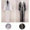 Casual Dresses Sexy See Lace Dress Through Long White Kimono Women Clothing Beach Wear Pocket Front Open Robe DePlage A1029Casual