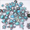 Konst och hantverk Sier Color Turquoise banade legeringskomponenter 18mm Snap Button Charms Pärlor smycken Making Diy Necklace Ear Sports2010 DHU7H