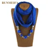 Runmeifa Pendant Necklace Scarf For Women Chiffon Cotton With Foulard Femme Accessories Free Drop