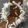 Lente bloemenkronen voor meisjes Fairy Tale Flowers Bridal Tiara Headpieces Parels Parels Garned Ribbon Hoofdband Wedding Party Haar Accesso274m