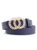 Bälten Double Circle Ring Buckle Belt for Women Pu Leather 2022 Casual Vintage Fashion All-Match Jeans Dress Waistband