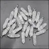 Charms Sier Wire Natural Stone White Crystal Hexagonal Healing Reiki Point Pendants for Jewelry Making Carshop200 Carshop2006 DHJLS